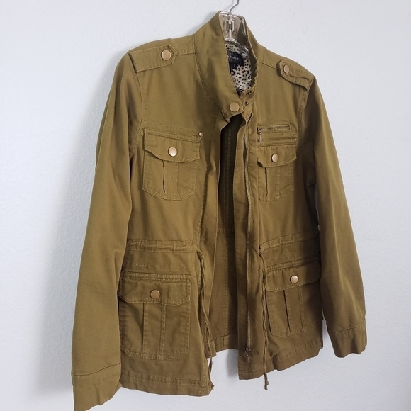 LIVE A LITTLE Utility Jacket Olive Green Sz S - Picture 2 of 6